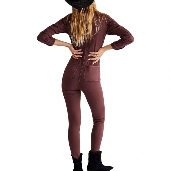 NWT Free People Lennox Jumpsuit Bitter Barks S - Picture 3 of 8